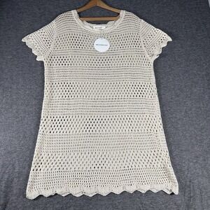 Women's Beige Crochet Swimsuit Coverup Dress Size XL Breathsunny Vacation Resort